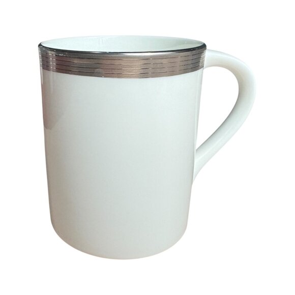 Mikasa Millenium Platinum Mug Bone China 2000 AN008 White Metallic 26541641 - Picture 1 of 8